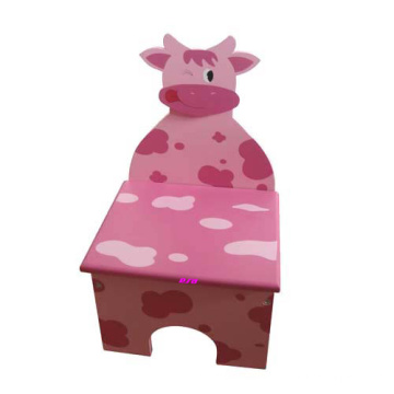 Pink Color Wooden Stool Toy for Kids, Cute &amp; Lovely Chaise en bois pour enfants, Hot Sale Tabouret en bois avec Cow Picture Wj278095